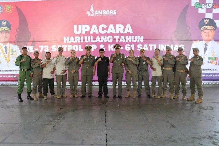 Upacara Hut Satpol Pp Dan Linmas, Wabup Apresiasi Prestasi Satpol Pp Kab. Sukabumi